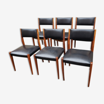 6 scandinavian black and beech chairs