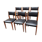 6 scandinavian black and beech chairs