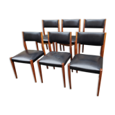 6 scandinavian black and beech chairs