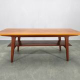 Danish Mid Century Teak Coffee Table with Shelf, 1960s