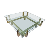 Table Basse en verre et structure dorée Romeo Rega 1970