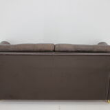 1970s Danish Brown Leather 2 Seater Sofa