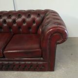 Burgundy leather chesterfield sofa