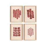 Collection de 4 peintures acryliques sur papier signées Eawy