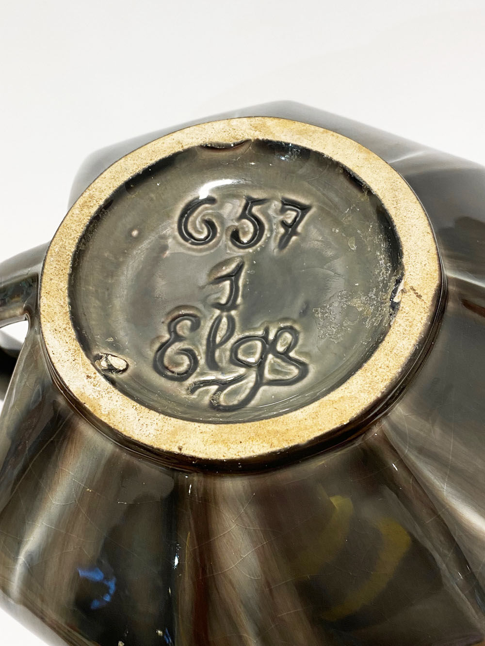 Ceramic pitcher signed Elge