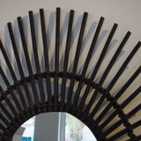 Sun mirror in vintage old rattan 56cm