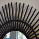 Sun mirror in vintage old rattan 56cm