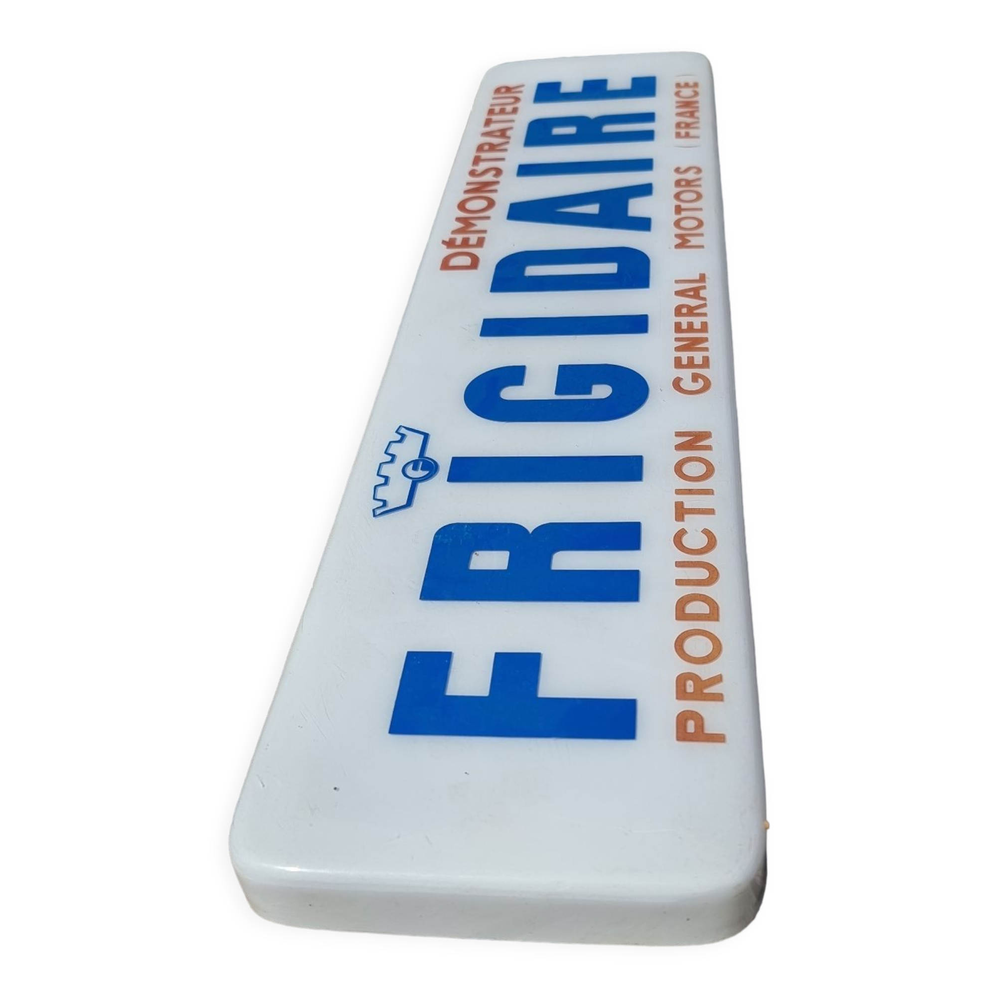 Old plastic fridge advertisement