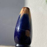 Belgian vase in blue and beige flamed stoneware