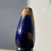 Belgian vase in blue and beige flamed stoneware
