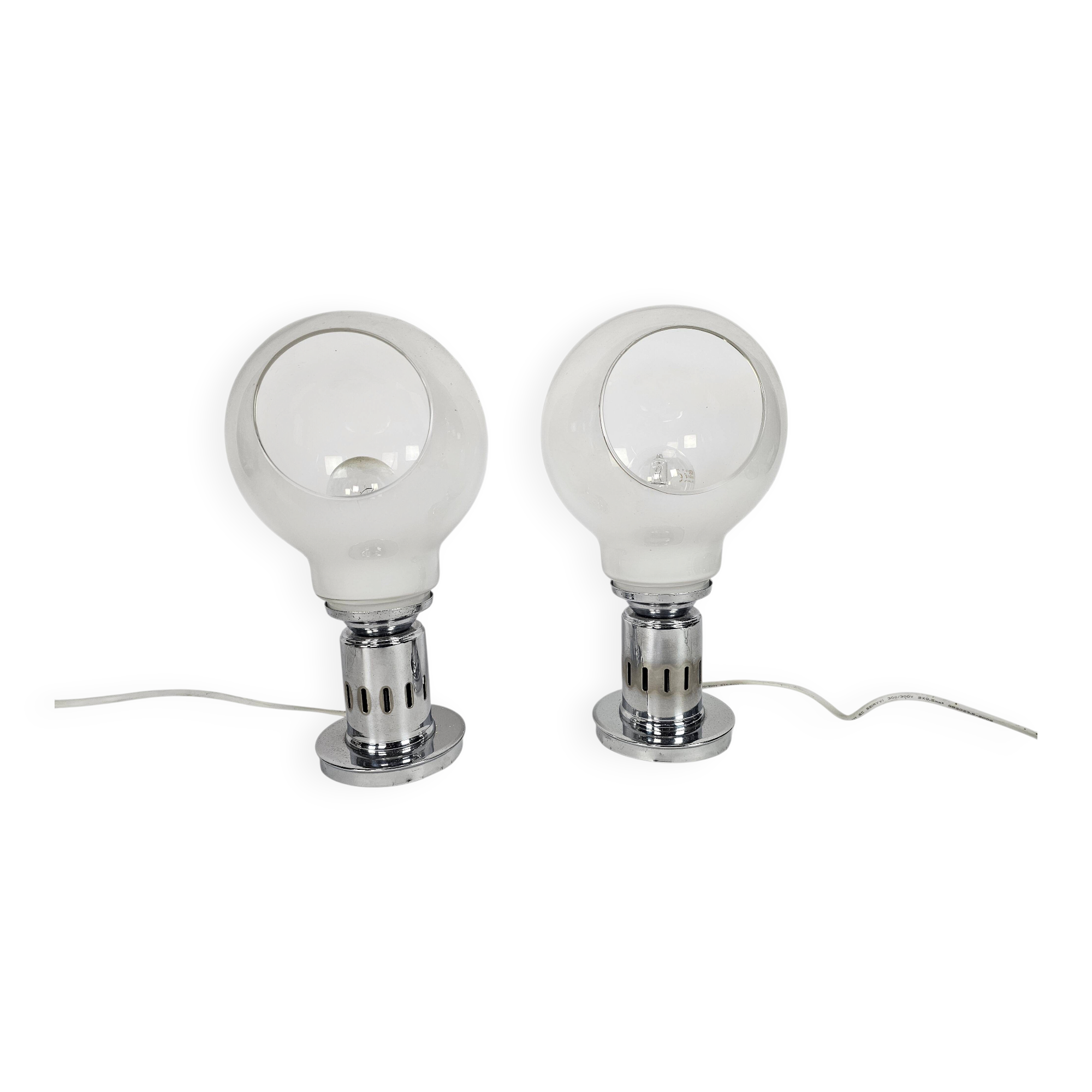 Murano - Mazegga - table lamps (2) set - glass - chrome - 60's