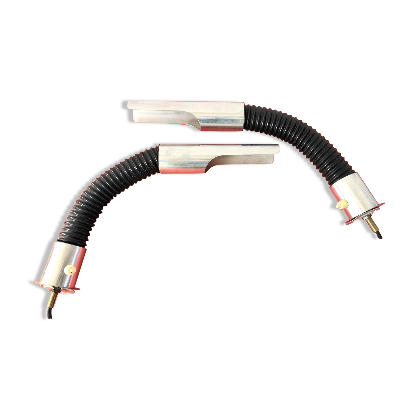 Pair of flexible hose bed lamp design 70s