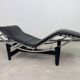 Vintage LC4 Chaise Longue by Le Corbusier in black leather