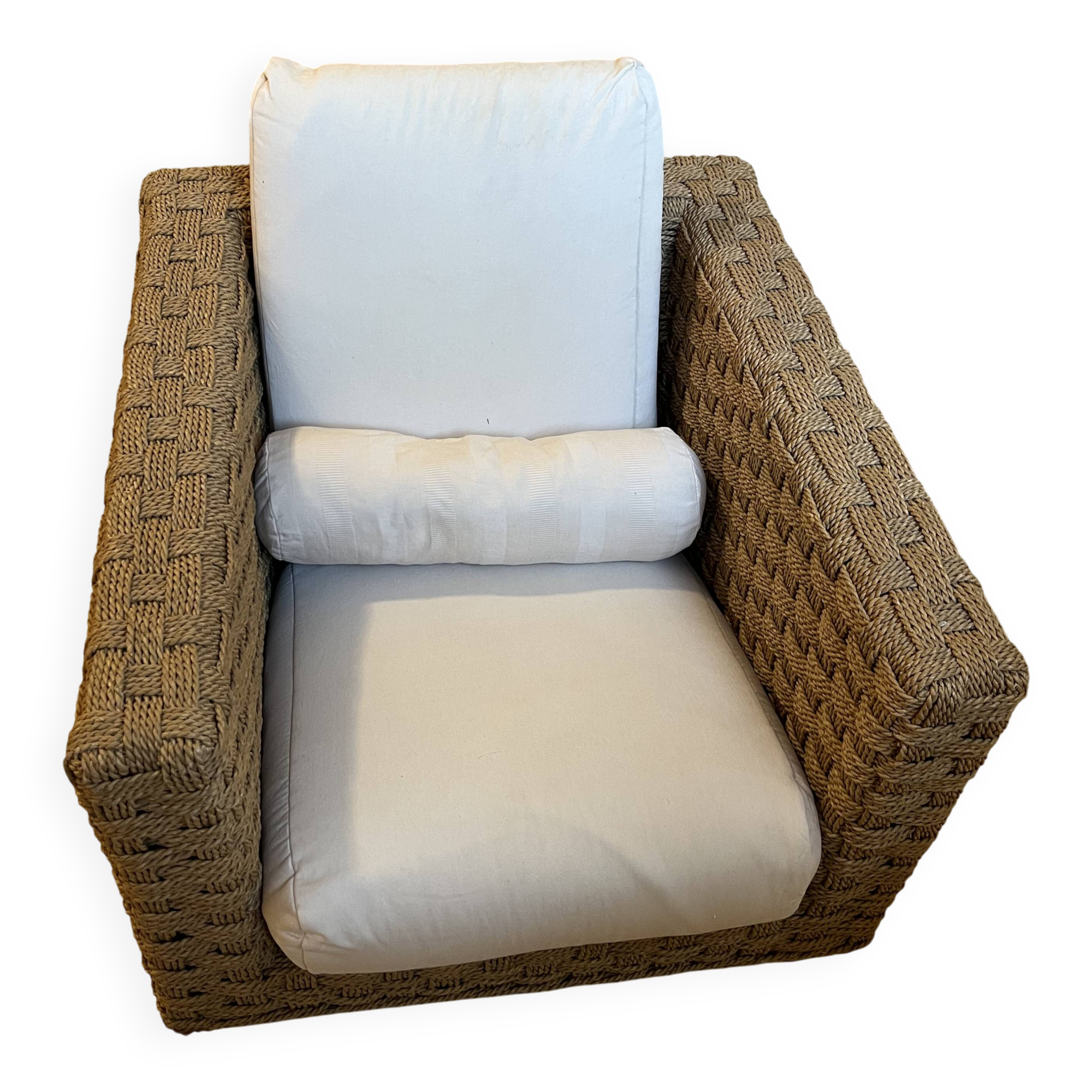 Wicky armchair in woven rope by Didier Gomez for Ligne Roset