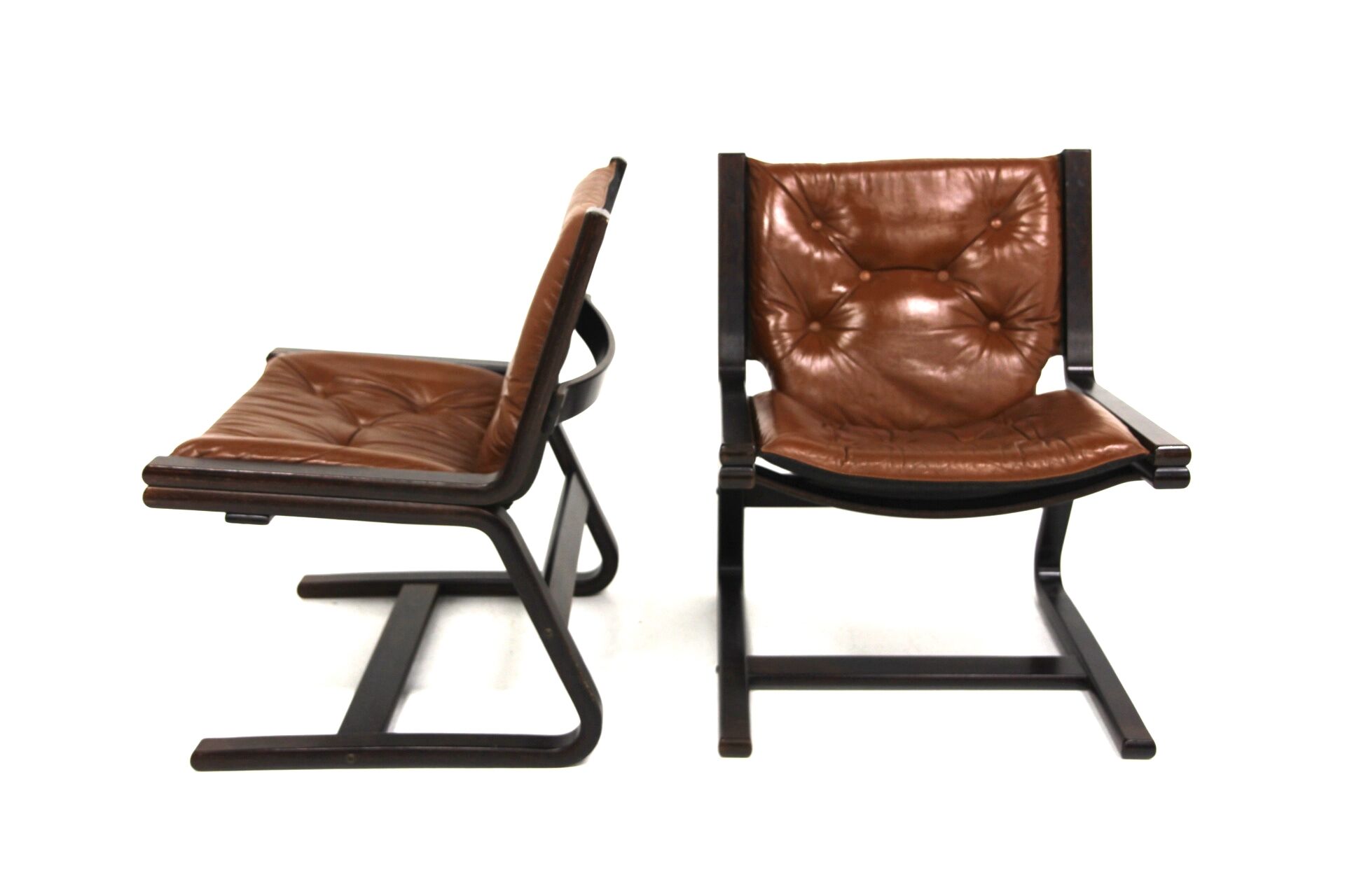 Set of 2 Scandinavian leather office chairs, Norway, 1960