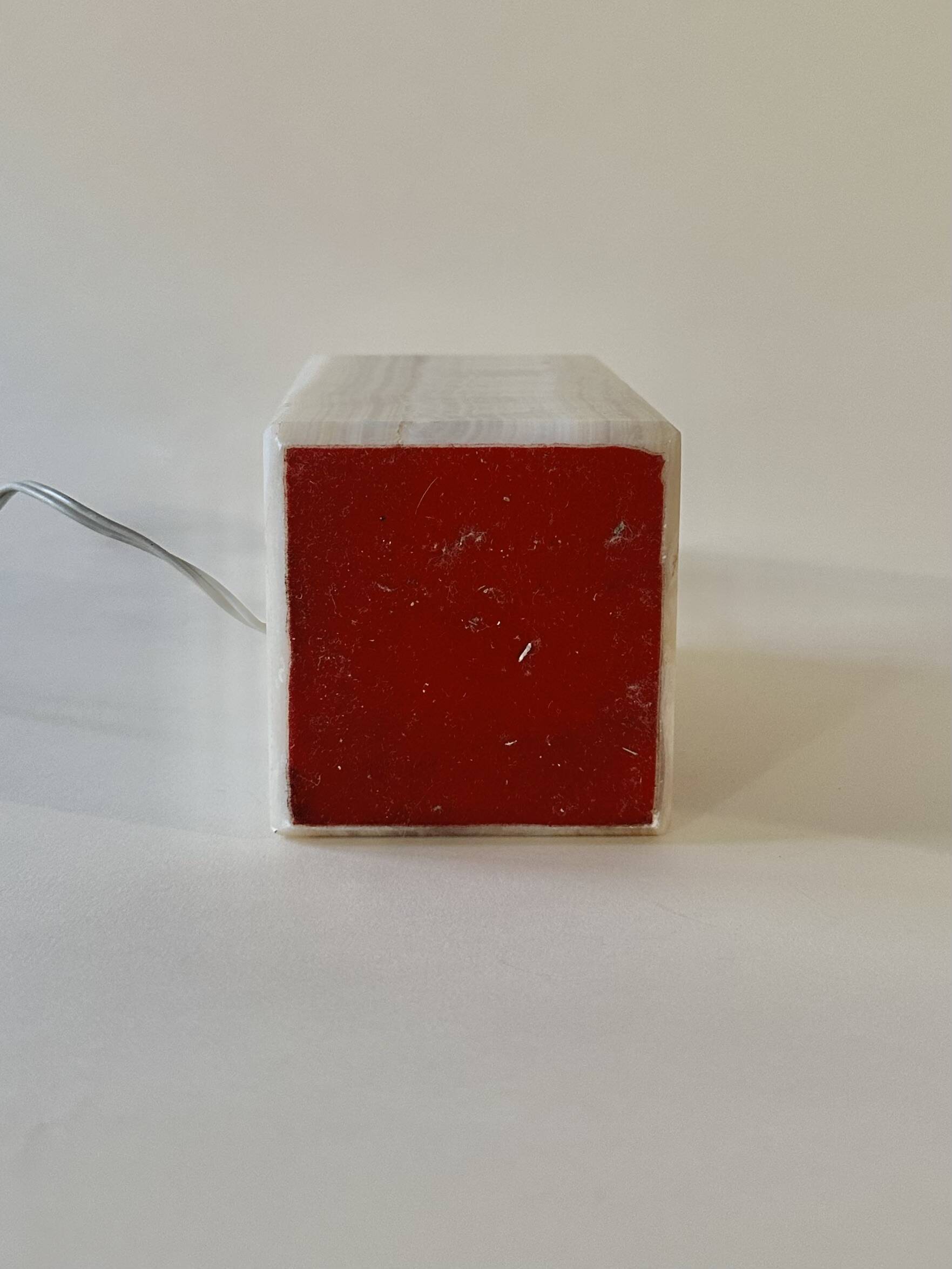 Onyx and brass lamp with a square shade.