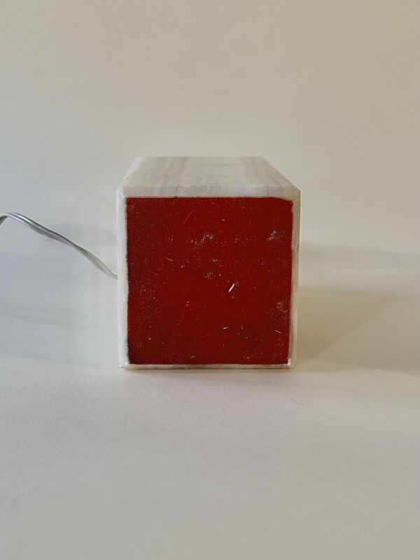 Lampe en onyx et laiton avec abat-jour carré