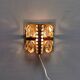 Swedish wall lamp in gold-colored metal with glass prisms. Estimated 1970-80s.