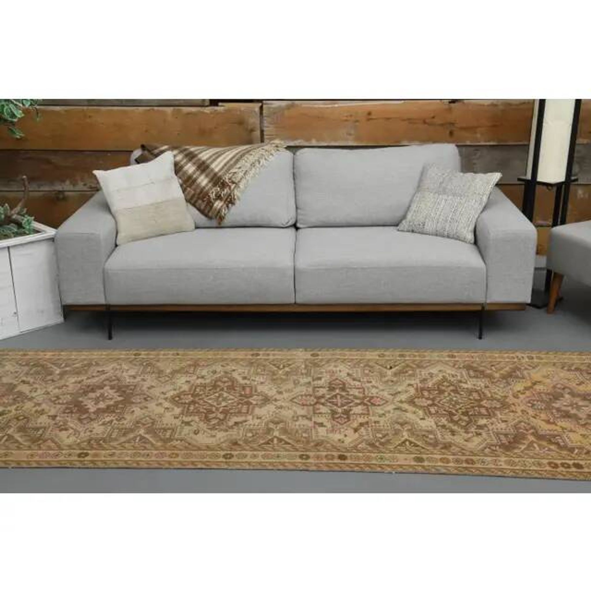 Vintage Turkish Hand-Knotted Wool Cotton Orange Runner Rug 101x380