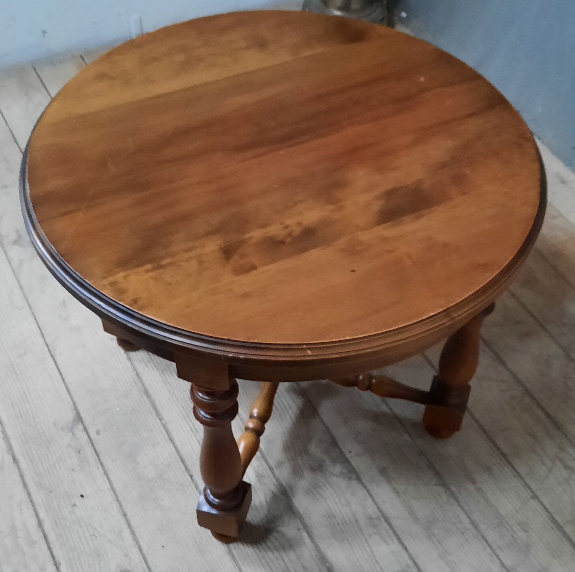 Round wooden coffee table
