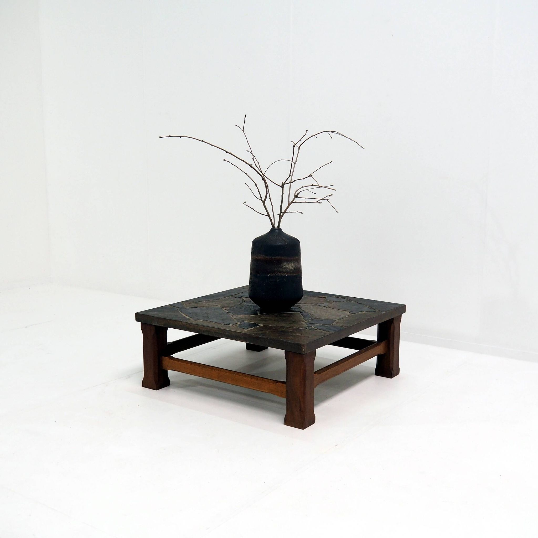 1960s Coffee Table made of Oak and Norwegian Sell Pillarguri Slate