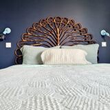 Antique peacock rattan headboard - 160cm