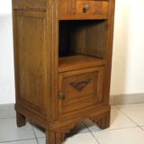 Art Deco oak and marble bedside table