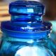 Blue glass jar with airtight lid