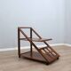 Vintage geometric walnut wood bar cart 1970s