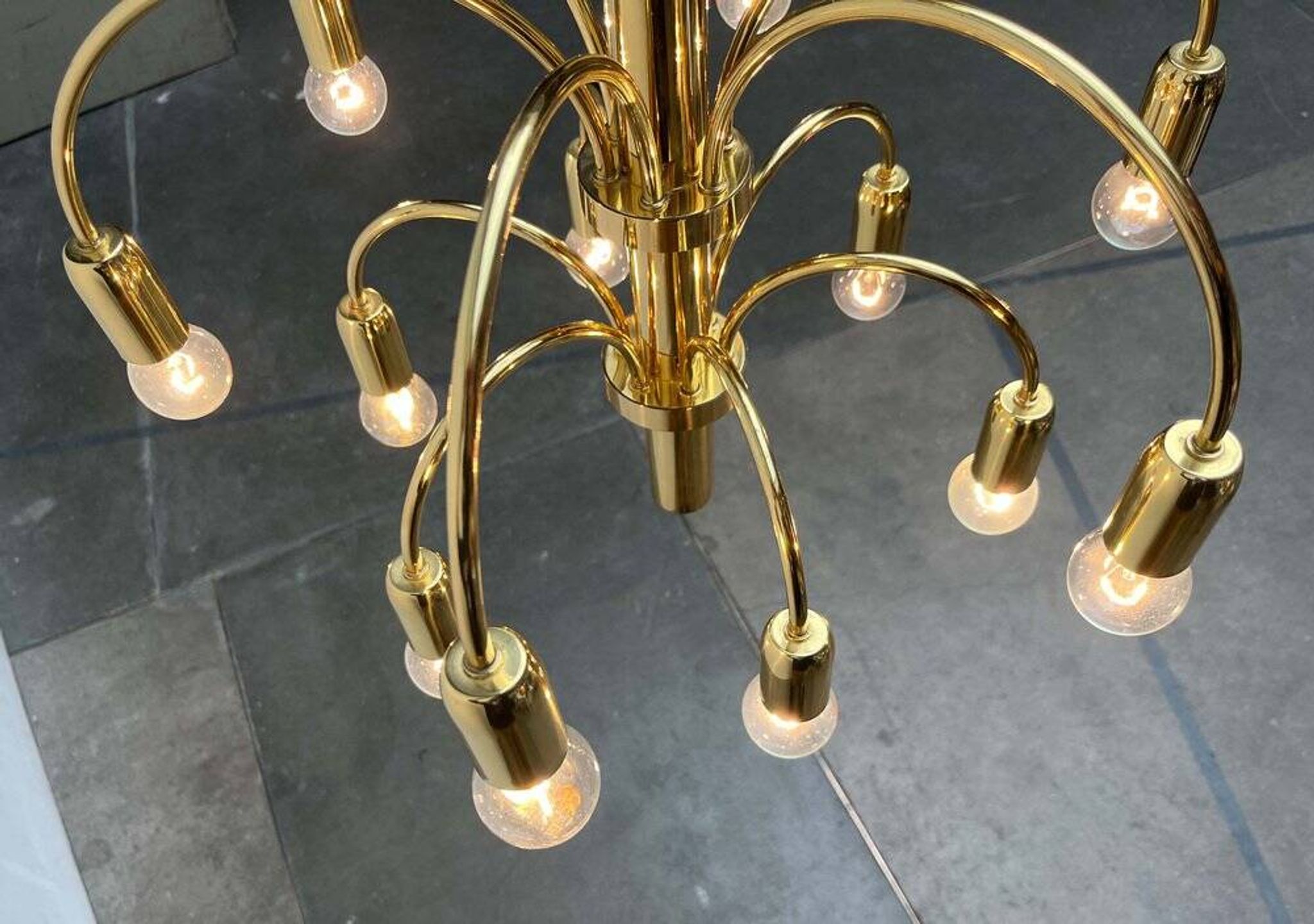 German vintage brass chandelier by Star Leuchten, 1970s.