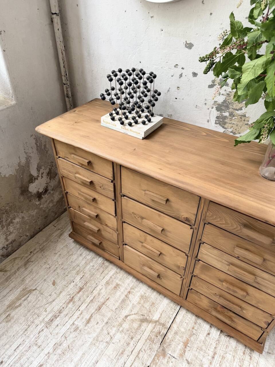Meuble de métier en pin 1950