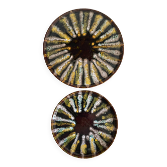 Vintage round dishes from the Saint Jean de Bretagne earthenware factory