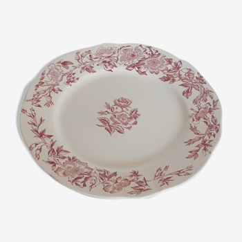 Flat dessert plate 24 cm, model Eglantines pink Longchamp