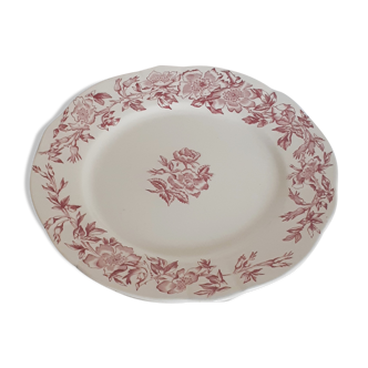 Assiette plate à dessert 24 cm, modèle Eglantines roses Longchamp