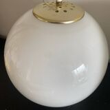 Pair of white Parscot globe pendant lights