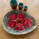 Set of art nouveau slurry consisting of a large dish and 3 small collector's jars