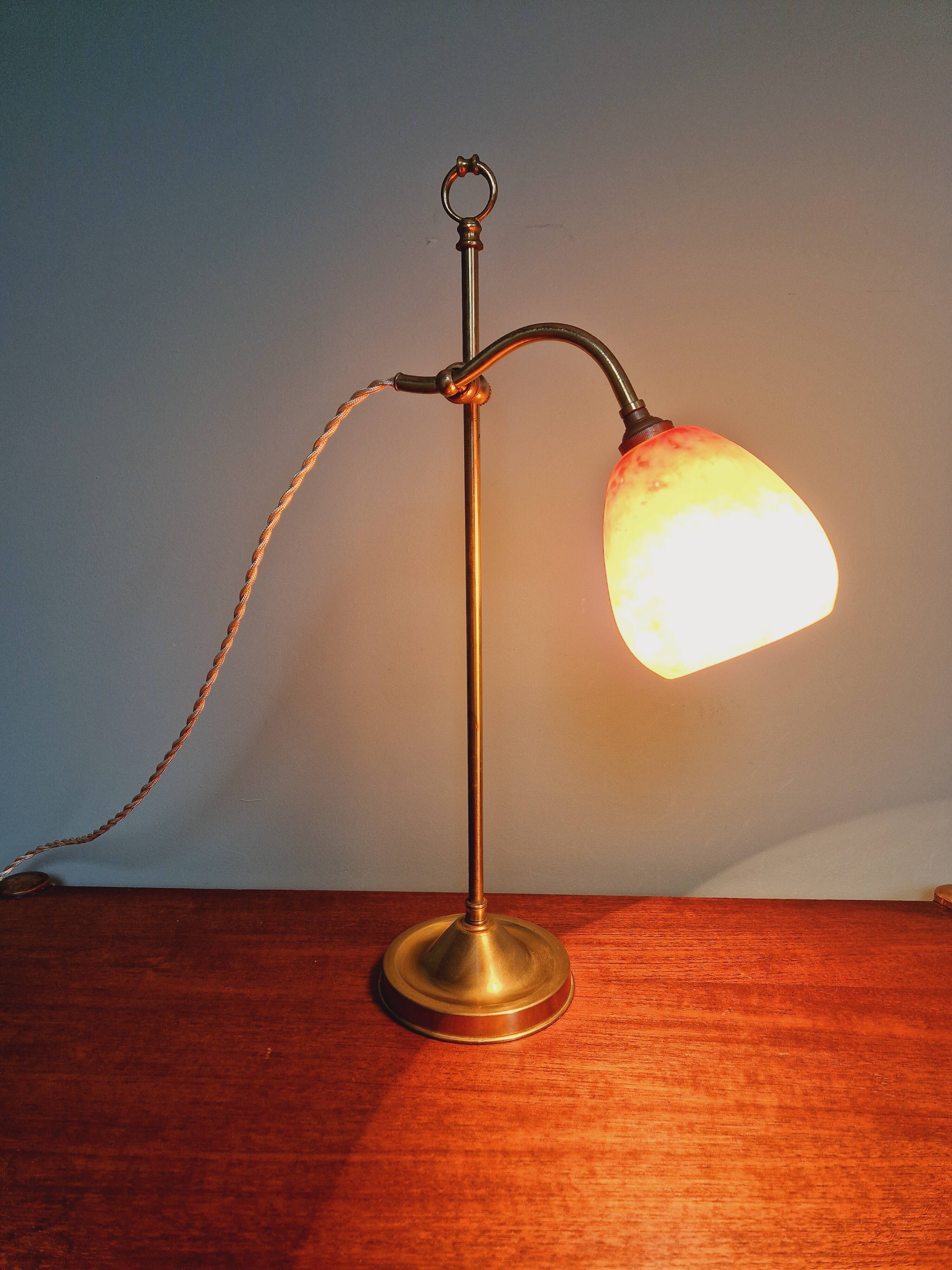 Art Deco desk lamp, glass signed Schneider, 1920s