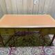 Louis XVI style flat desk in cherry wood and leather