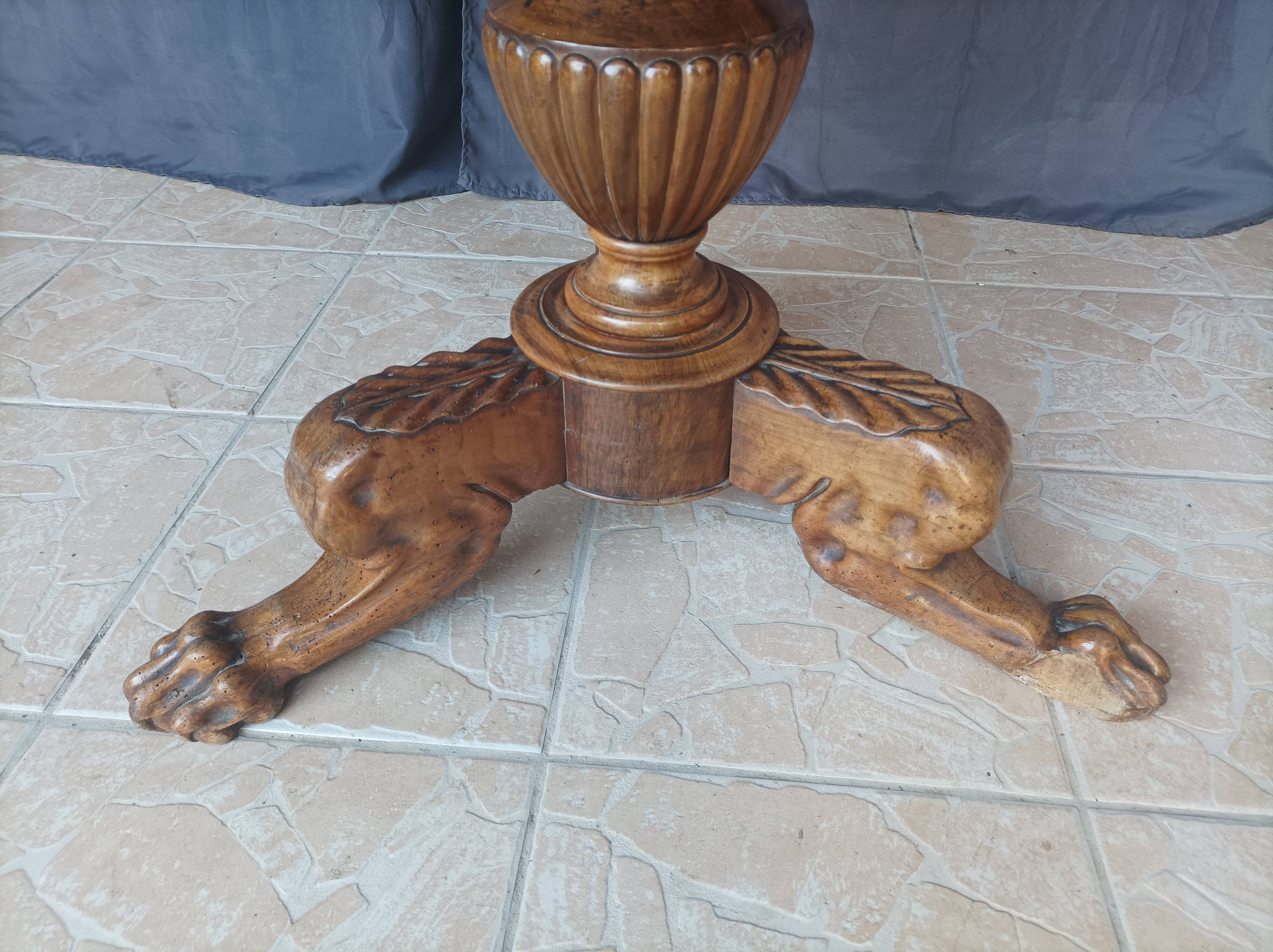 Walnut tripod pedestal table