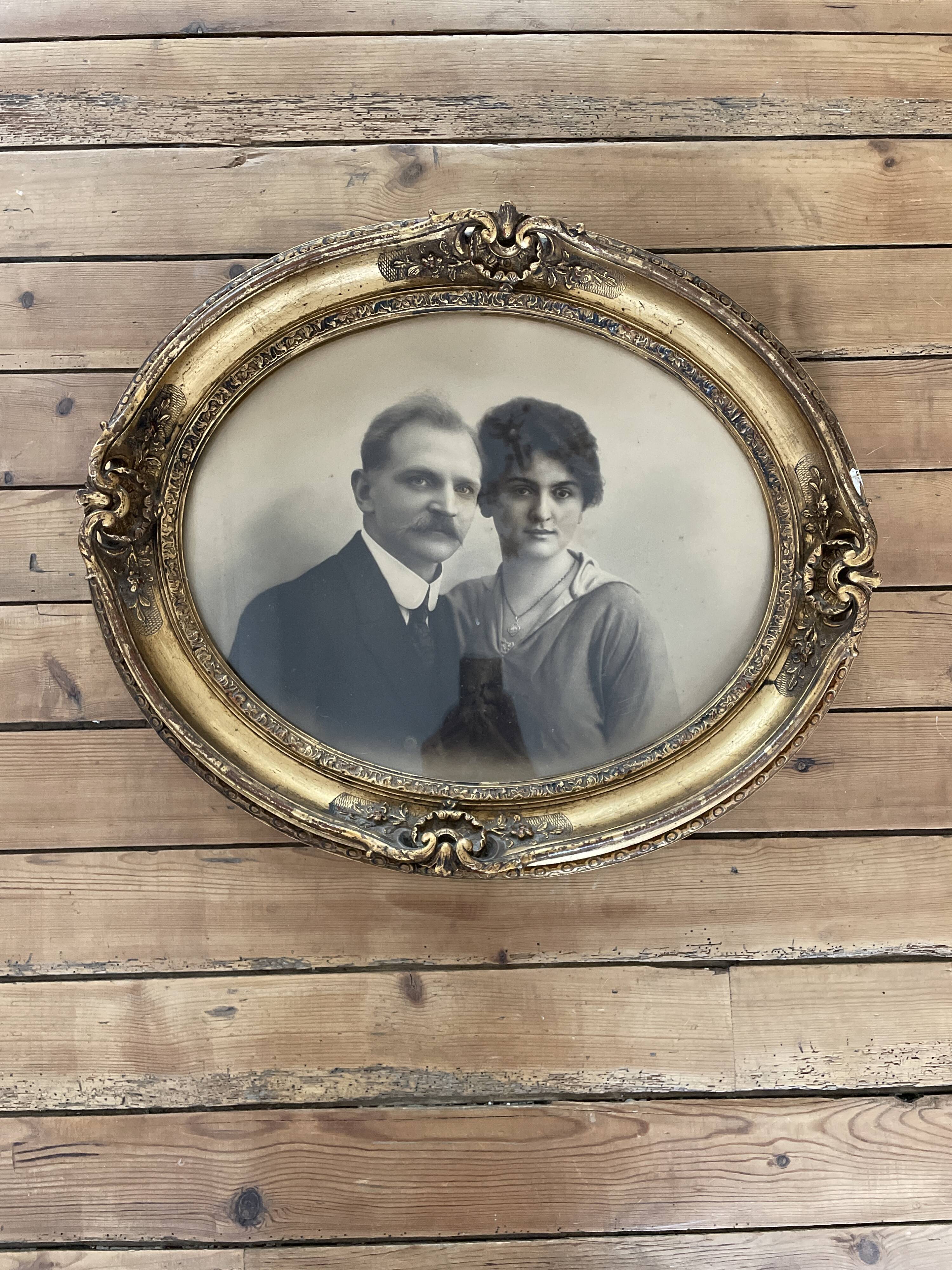 Oval frame portrait of a 19th century couple