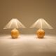 Sculptural modern table lamps from the mid-century in solid pine, Sweden, 1970s.