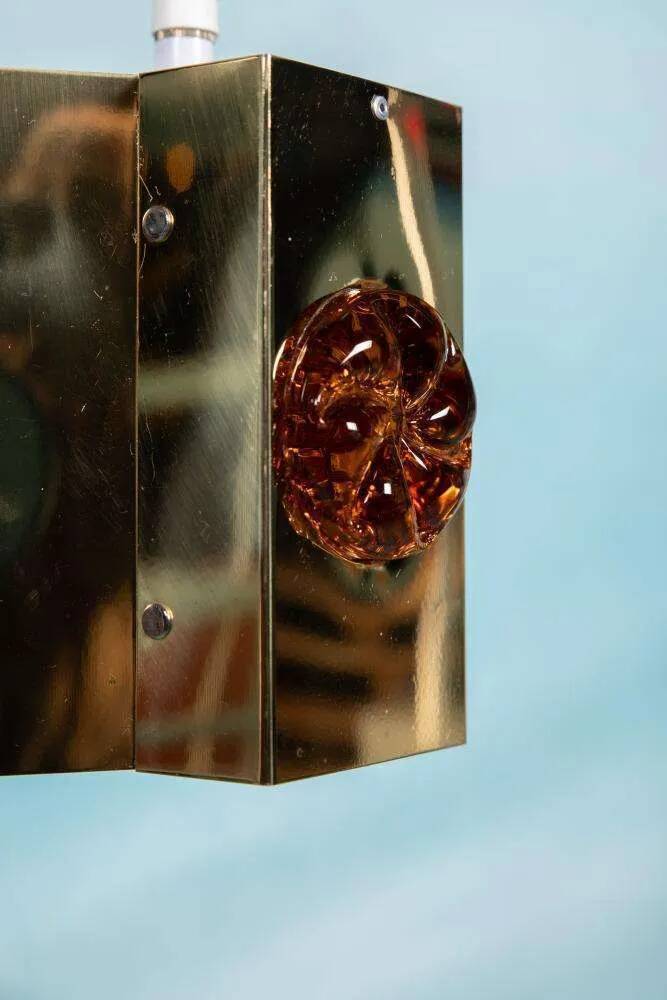 Vintage Danish Design Vitrika Suspension, brass & glass