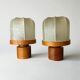 Pair of cocoon table lamps with pine, Italy, 1970s