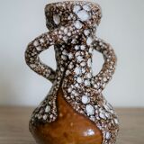 Vase Vallauris vintage brown-white