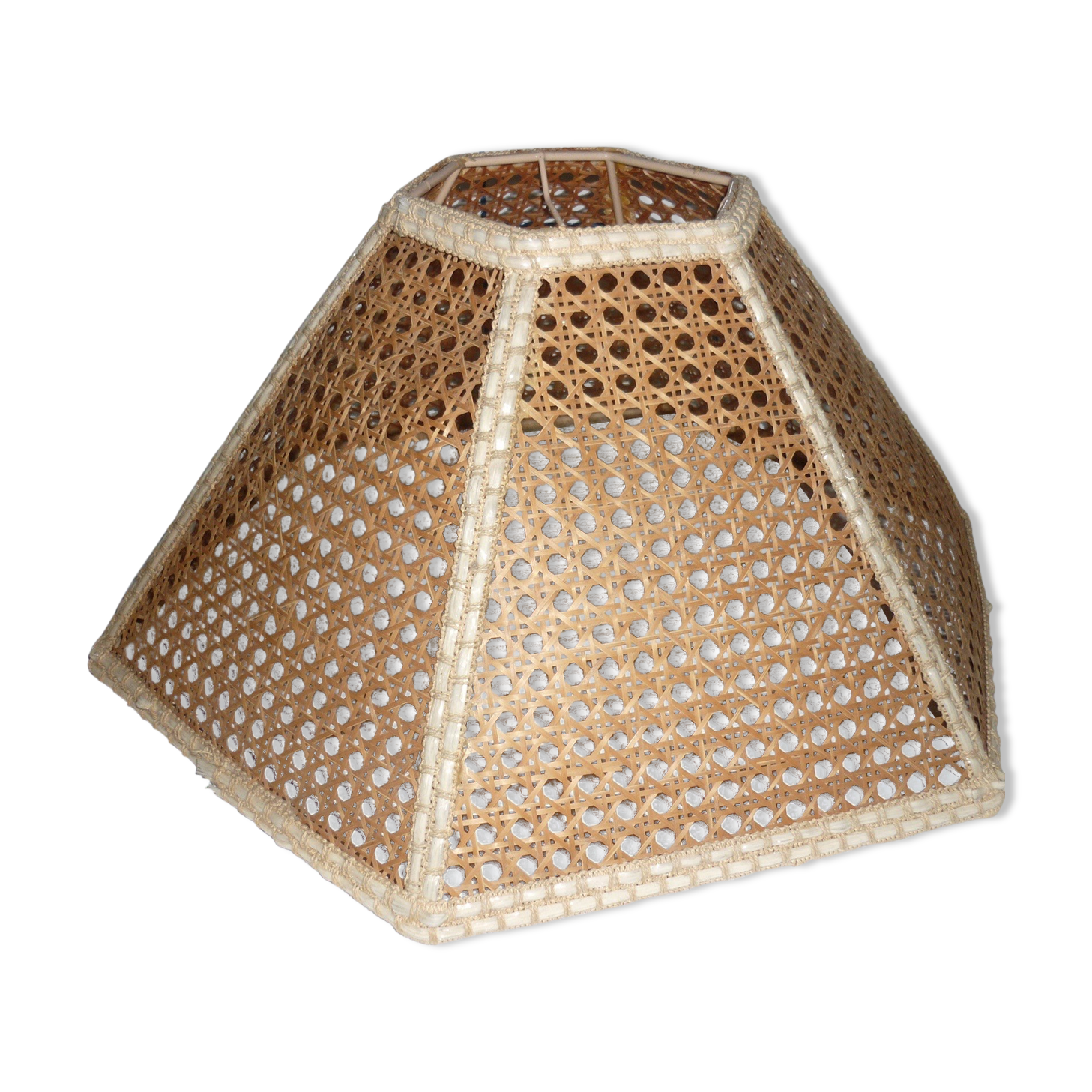 Abat-jour hexagone en cannage, années 60