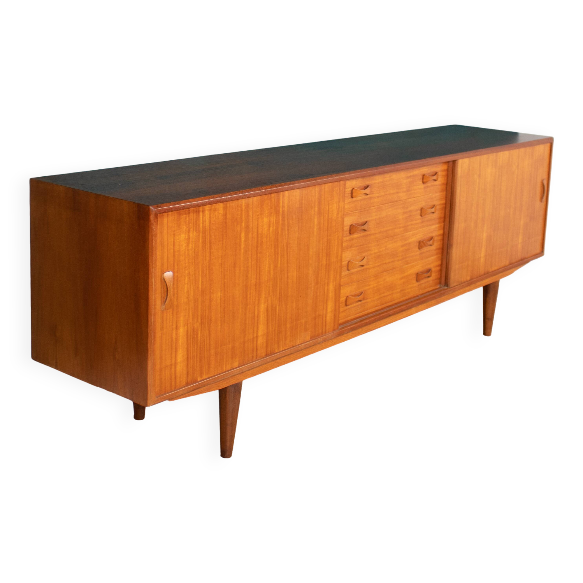Retro Teak Danish 1960s Long Mid Century Sideboard By Clausen & Søn Denmark