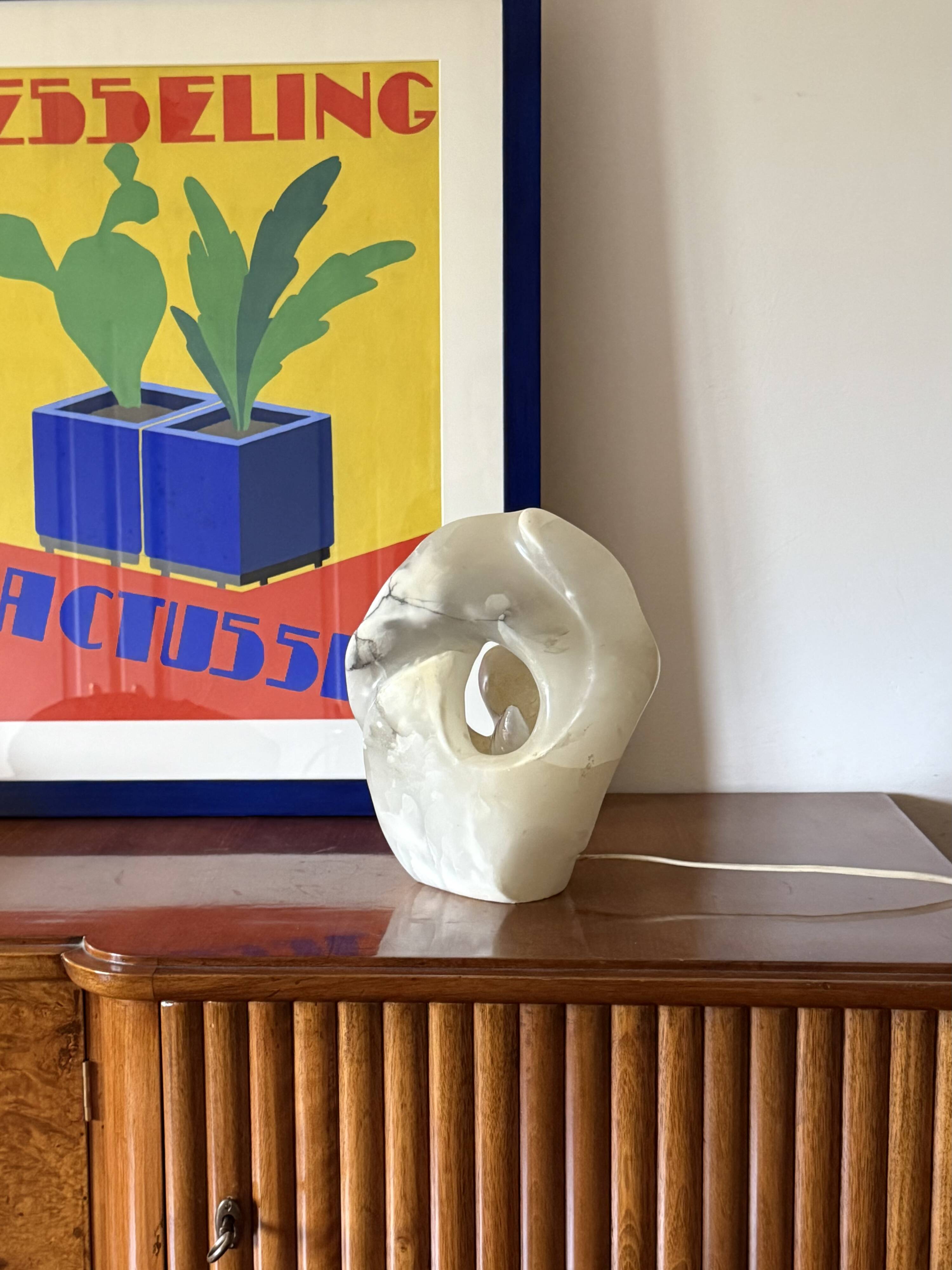 Sculptural alabaster table lamp, France 1980s