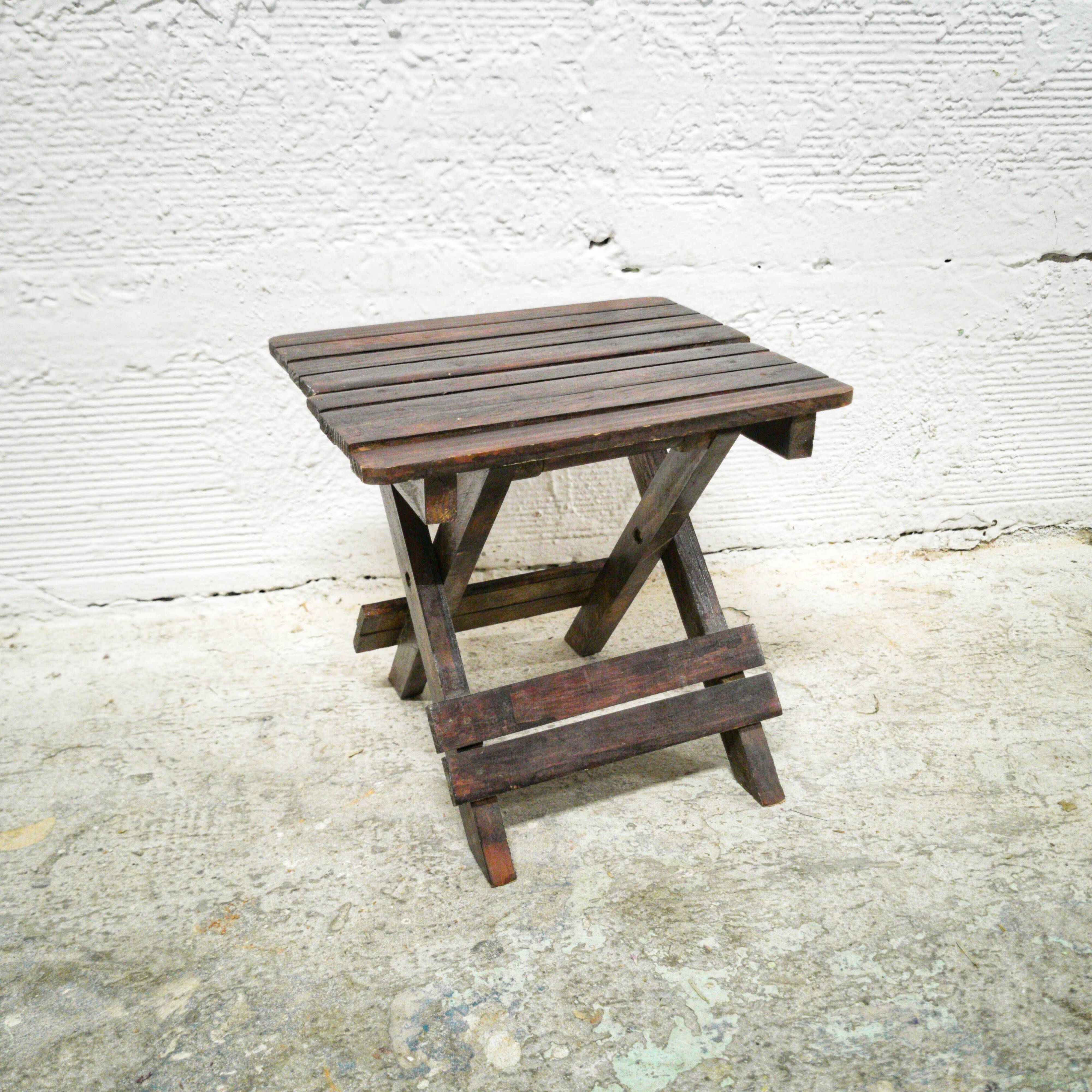 Folding wooden stool