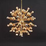 Large brass Sputnik space chandelier from the Space Age by Cosack, Germany, 1970s.