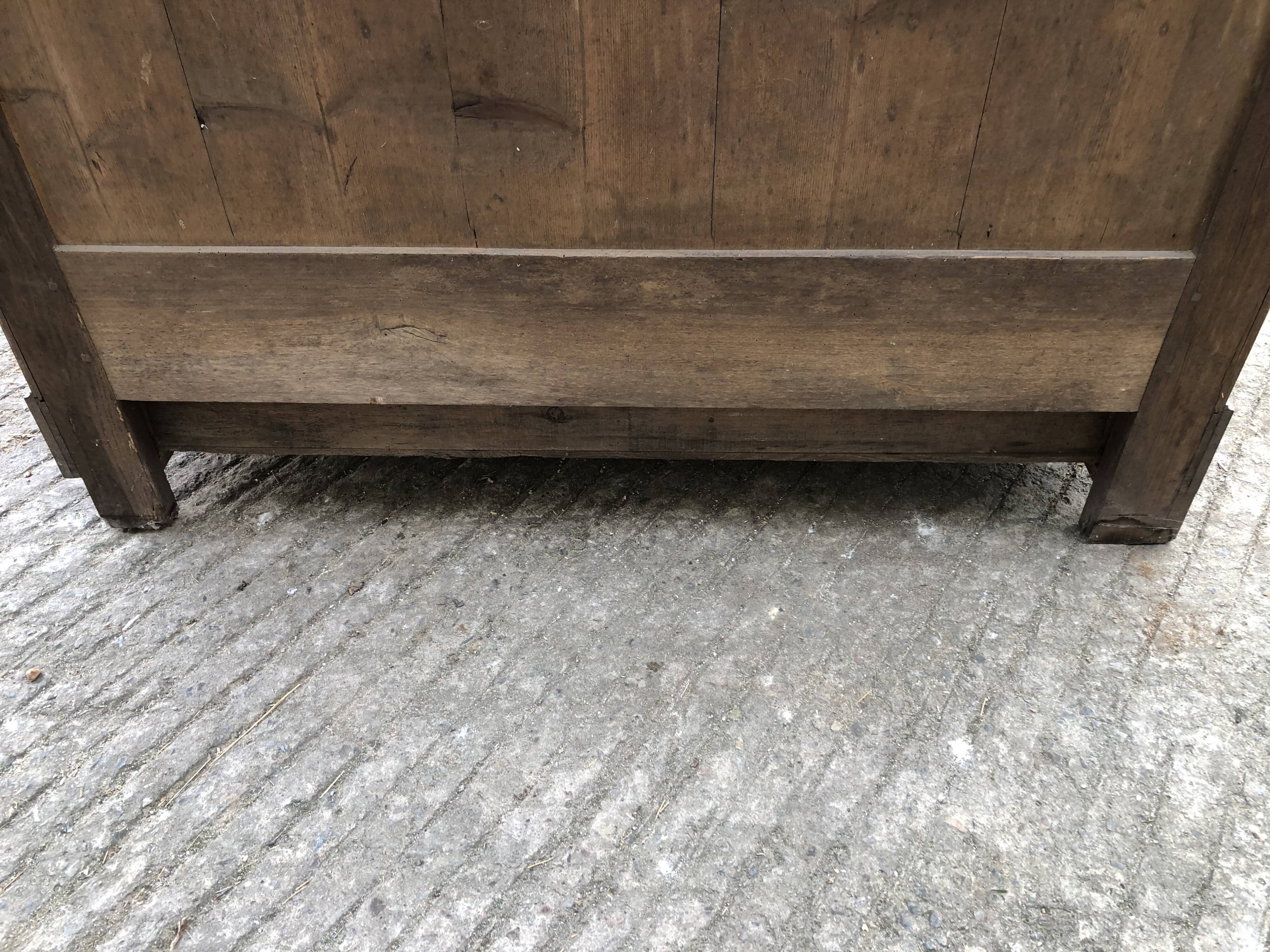 Antique low sideboard in solid cherry wood with 2 doors and 3 drawers